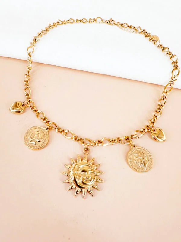 Collier multiples médaillon dorés: Joséphine