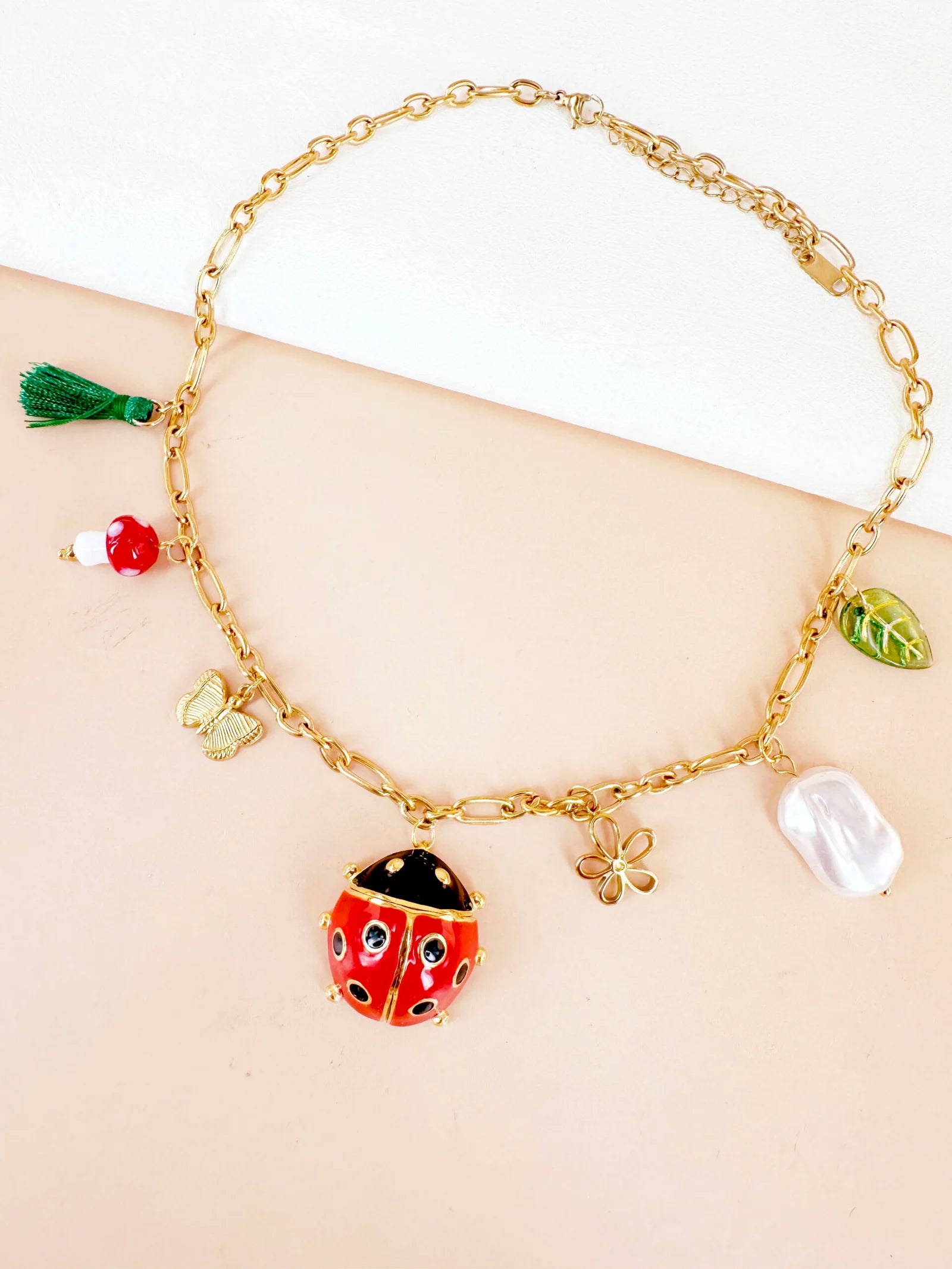 Collier breloques coccinelle: Lina