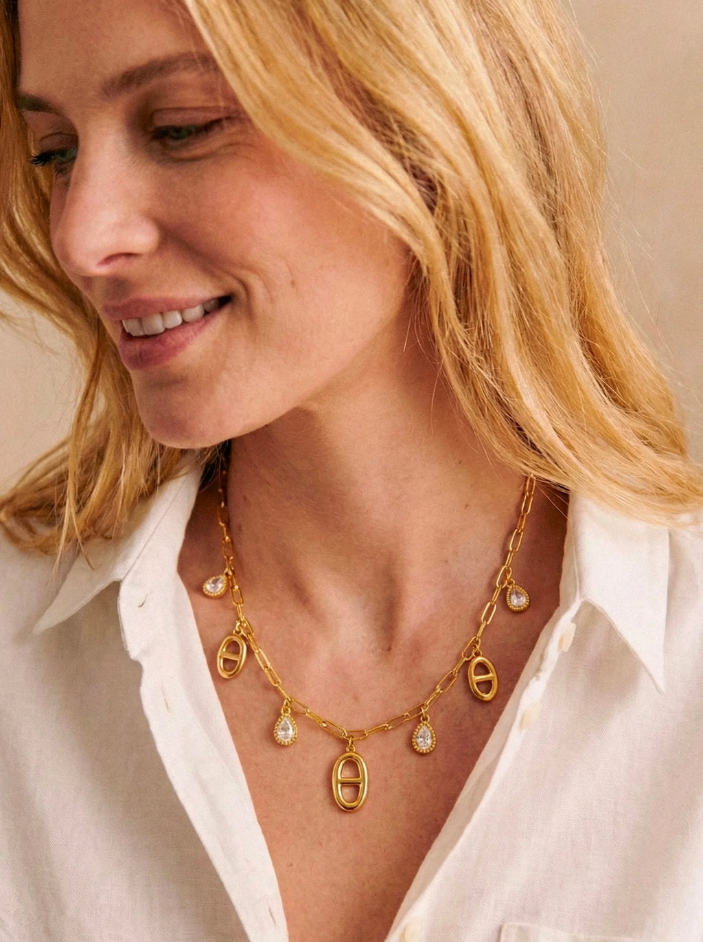 Collier Tyra maille marine et strass