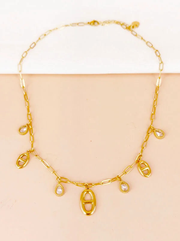 Collier Tyra maille marine et strass