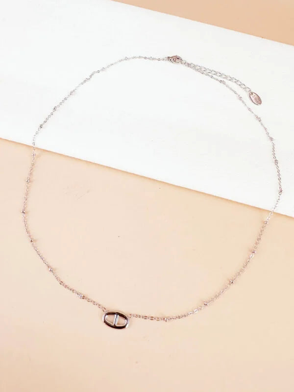 Collier chaîne fine en argent avec maillon en graine de café: Amélia