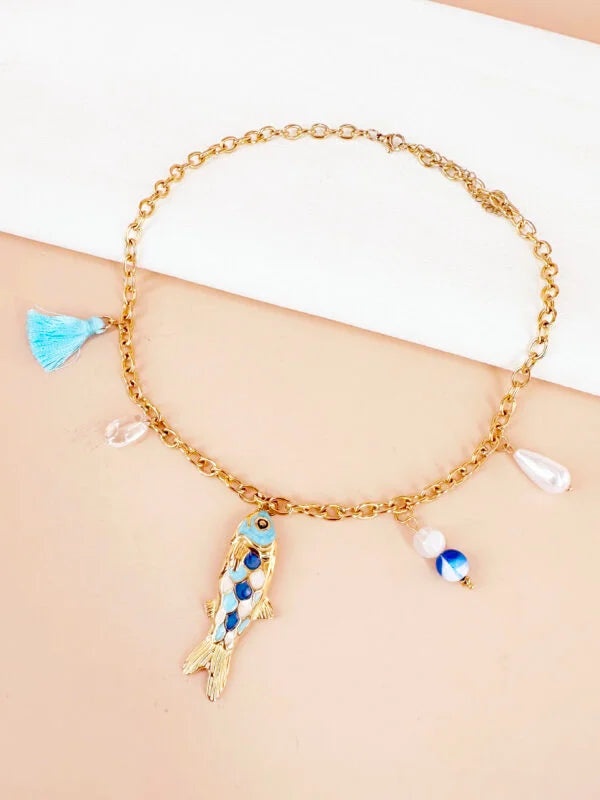 Collier breloques charms poisson: Livia
