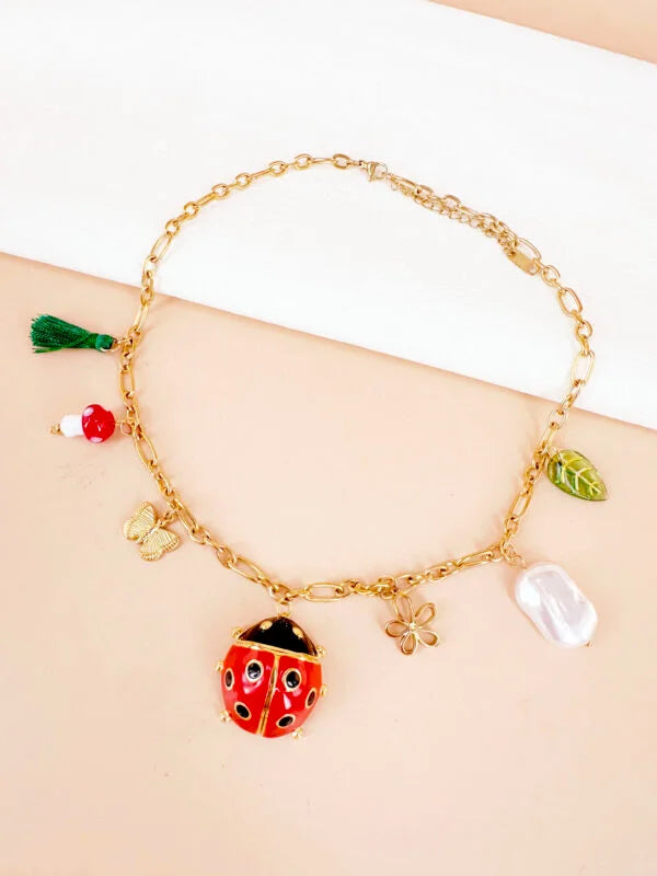 Collier breloques coccinelle: Lina