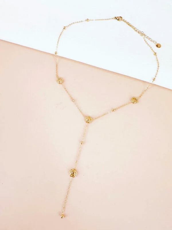 Collier cravate Y avec fleurs roses: Lorena