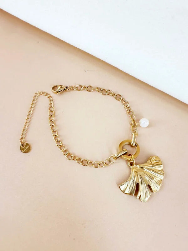 Bracelet charms ginkgo et perle: Lily