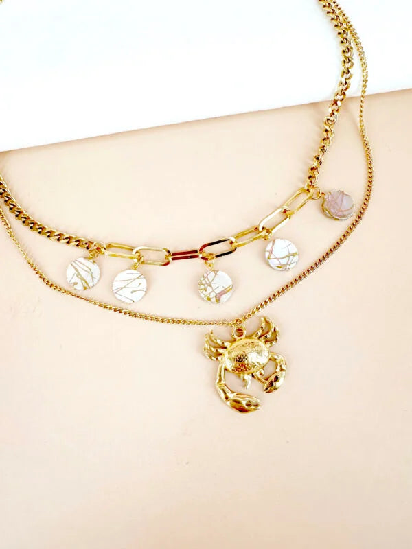 Collier chaîne perles et breloques: Clémence